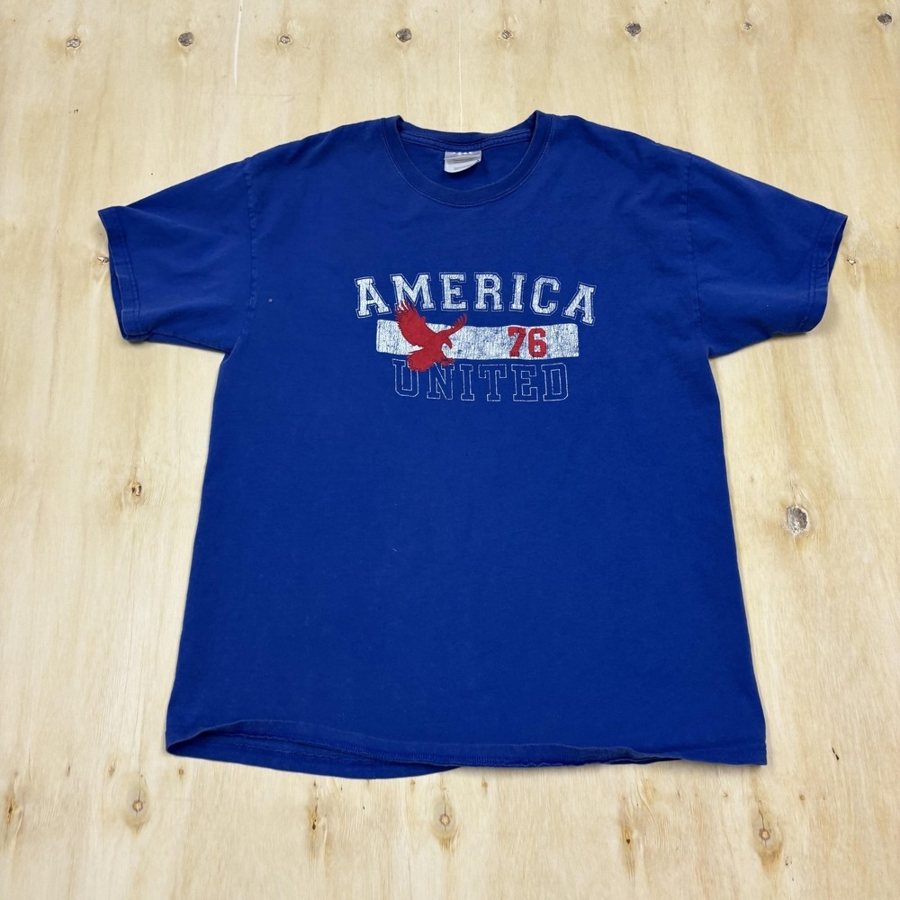 Y2K America United 76 Eagle Shirt Mens Large Blue Graphic Tee T-Shirt